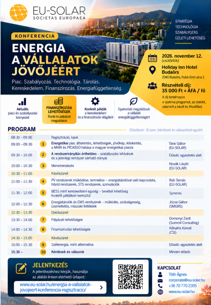 EU-SOLAR Energia a Vállalatok Jövőjéért konferencia – program